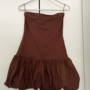 Good Luck Gem Strapless Brown Dress